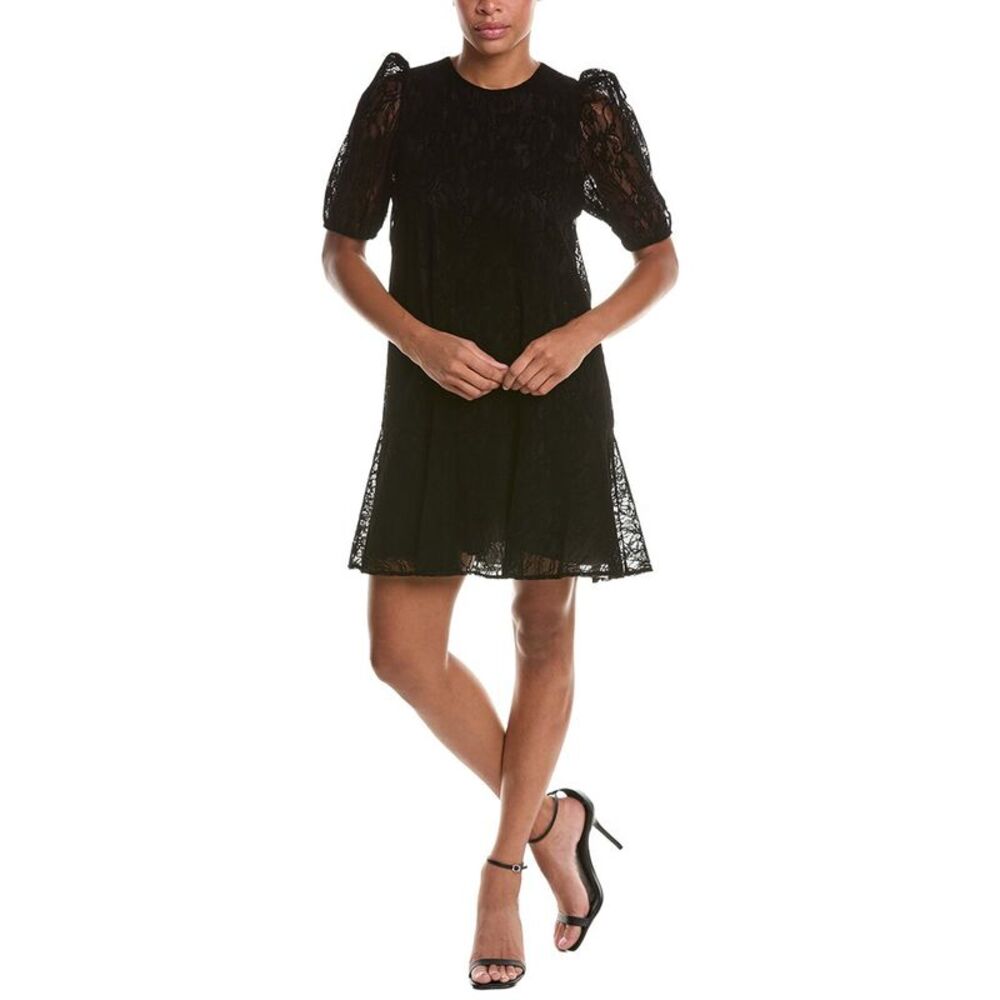 Jude Connally Womens Harper Flocked Lace Dress, Black